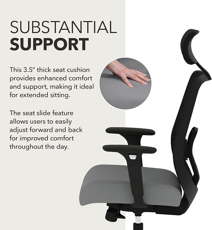 HON Altern Ergonomic Office Chair, Office Desk Computer Chair, Frost | Mesh desk chair with lumbar support, headrest, seat slide, adjustable arms, computer chair for home office productivity - Image 4