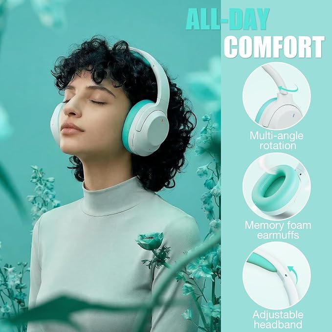 Upgraded Pro‑level Hybrid Active Noise Cancelling Headphones, HD Sound & Big Bass, 2X Softer Comfort, Long ANC Playtime, Wireless Over-Ear Bluetooth Headphones Perfect for Home Office|Travel|Pair - Image 6