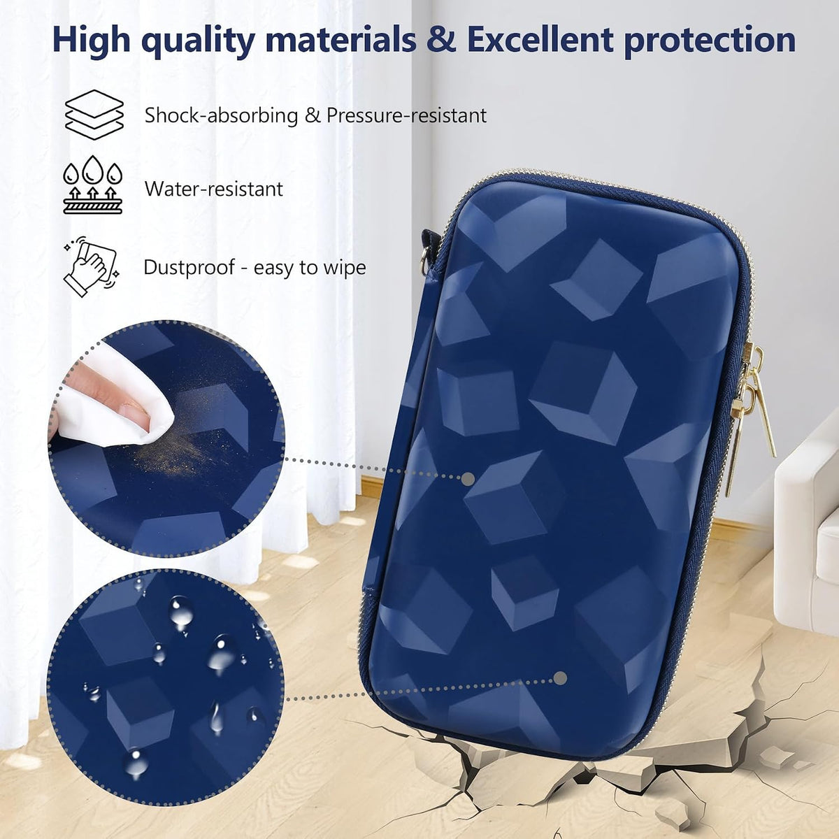 Supmay Hard Carrying Case Compatible with Nintendo DS Lite NDSL, Gameboy Advance Games Storage Holder Travel Bag with Mesh Pocket for USB Charging Cable, Stylus, Earphones, Game Cartridge, Blue - Image 5