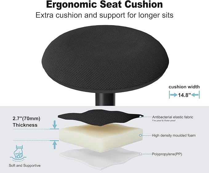 Adult Wobble Stool - Anti-Fatigue Standing Desk Stool with 360° Rocking Non-Slip Curved Base, Height Adjustable 22-32 Inch Standing Chair for Home & Office,Faux Marble - Image 3