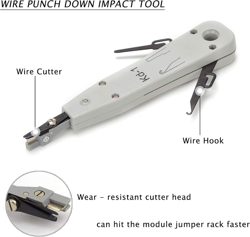 Network Tool Kit Professional Coax Crimper Tool Kit Coaxial Compression Stripping Tool Set Crimper Krone Punch Down Tool in a Zipper Case - Image 6