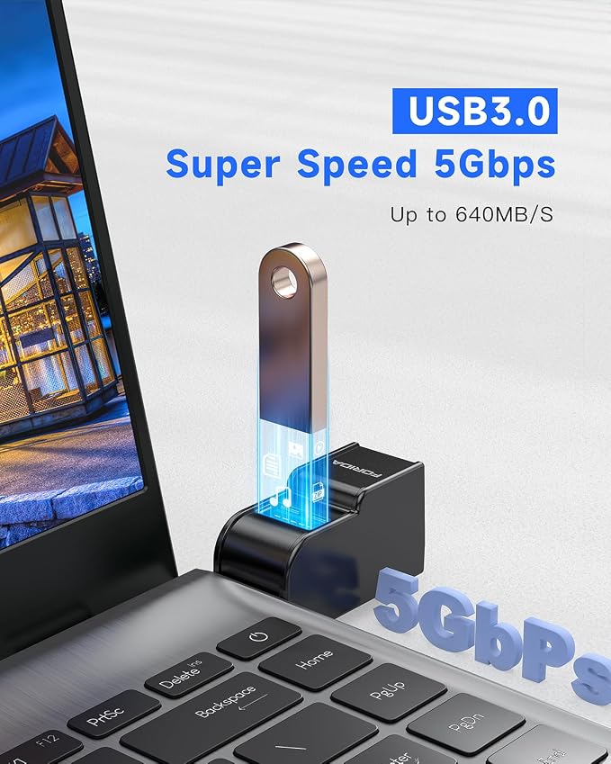 3 Ports USB Hub 3.0, FORIDA USB Splitter 1 in 3 Out for Laptops, Keyborad | Mini USB Hub, Multiport Portable USB 3.0 Splitter for Keyborad, U Disk, Camera, Mouse etc Laptop Accessories (Black) - Image 3
