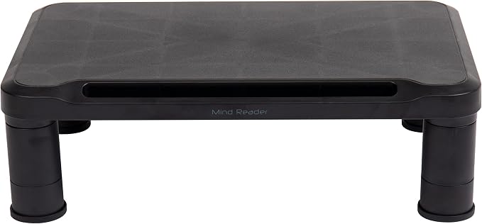 Mind Reader Monitor Stand, Height Adjustable, Laptop, Computer, Riser, Office, Set of 2, Black - Image 8