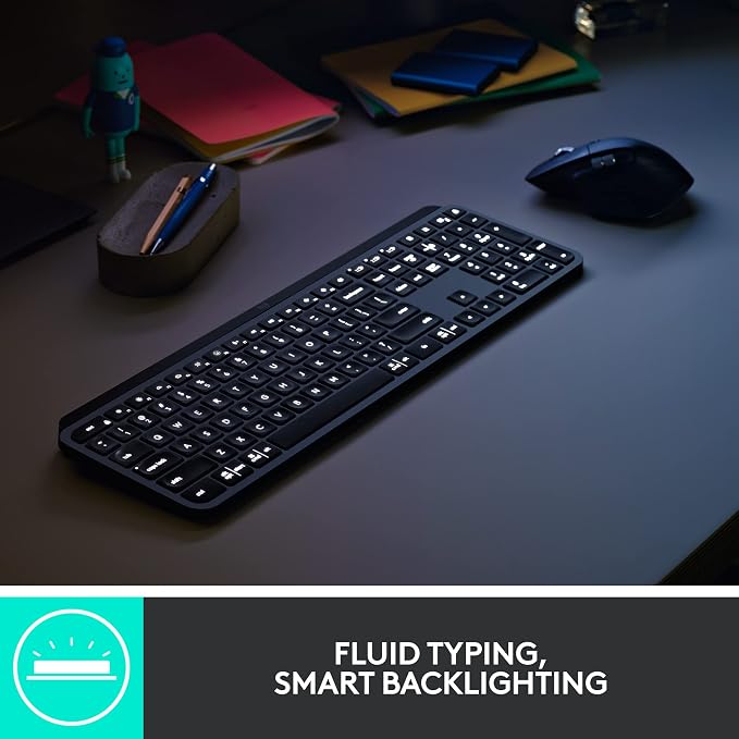 Logitech MX Keys Combo for Business Keyboard and Mouse - Graphite | For Business, full size, includes keyboard palm rest, Bluetooth, Logi Bolt, quiet clicks, Windows/Mac/Chrome/Linux compatible - Image 4