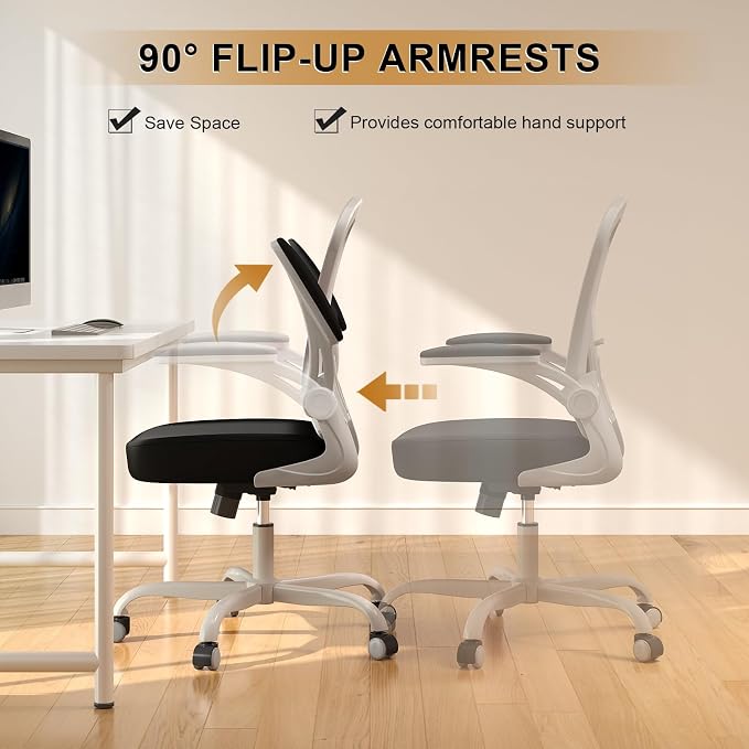 Office Chair|Ergonomic Desk Chairs 330LBS Capacity | Flip-up Armrests,Mesh Computer Chair,High Back,Comfy Work,Adjustable Lumbar Support - Image 5
