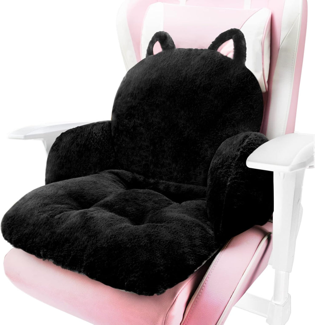 Cute Chair Cushion, Chair Pillow for Gaming, Black Cat, 17x16.5 in by QYA