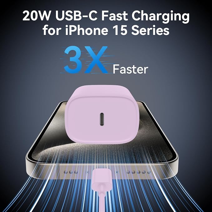 iPhone 17 16 15 Pro Max Charger Fast Charging, 3.3FT iPhone 17 Charging Cable(65W/3A) USB C Cord with 20W PD Fast iPhone 17 Pro Max Chargers Block for iPhone 17/17 Pro Max/17 Air/16/15 Series, iPad - Image 2