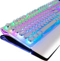 RK ROYAL KLUDGE S108 Typewriter Mechanical Keyboard, Full RGB Gaming Keyboard, Wired PC Game Keyboards with Detachable Wrist Rest and Number Pad, Retro Round Keycaps, Brown Switch White by RKROYALKLUDGE