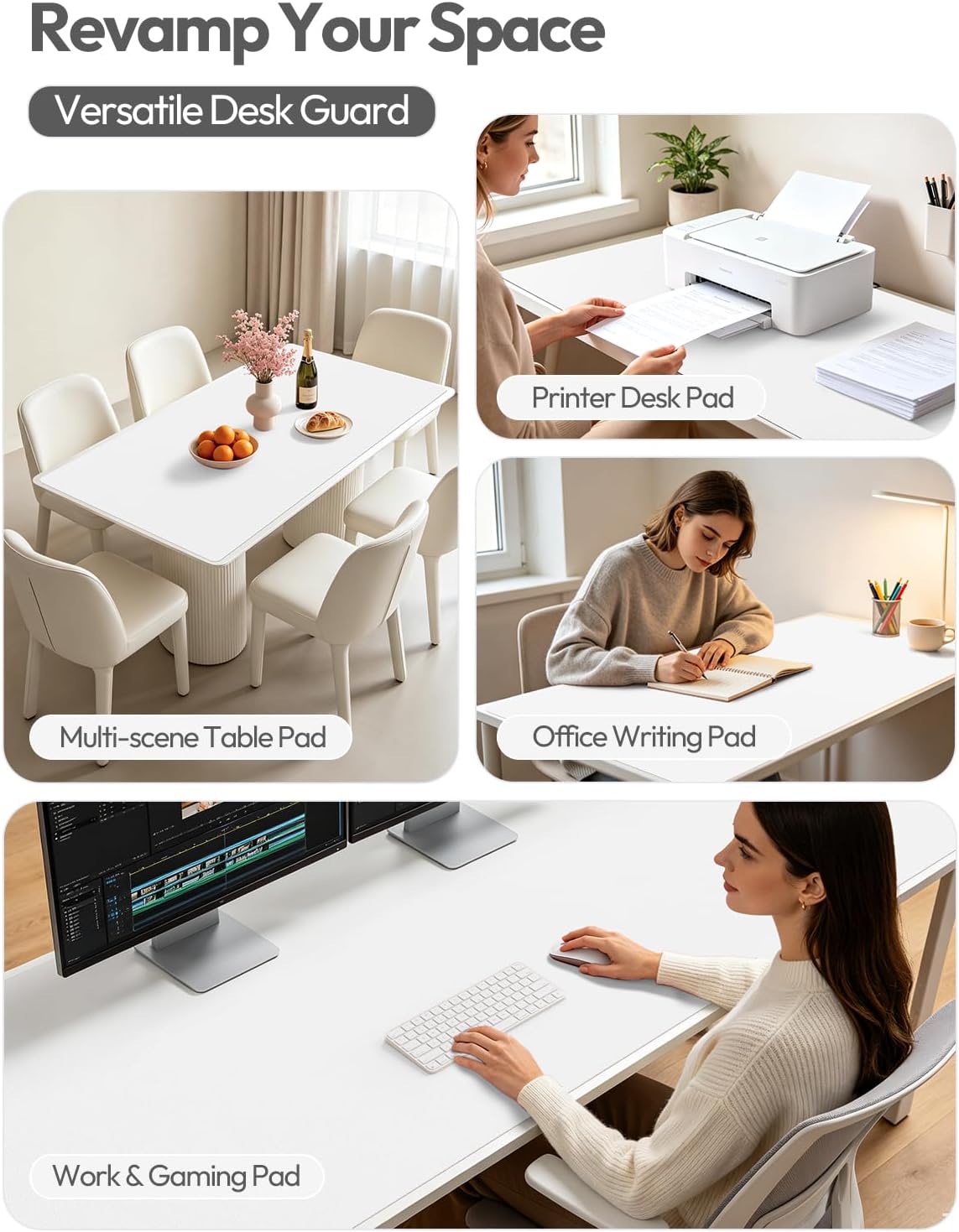 YSAGi Leather Desk Pad Protector, Office Desk Mat, Large Mouse Pad, Non-Slip PU Leather Desk Blotter, Laptop Desk Pad, Waterproof Desk Writing Pad for Office and Home (White,55" x 24") - Image 8