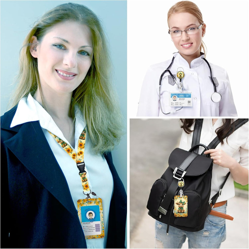 Highland Cow Lanyards for ID Badges, Badge Holder Retractable Clip - Image 2