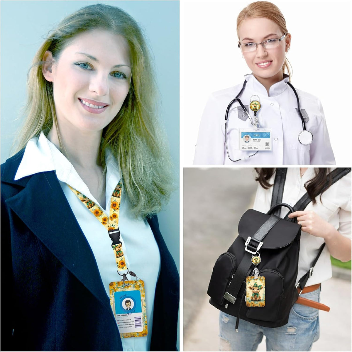 Highland Cow Lanyards for ID Badges, Badge Holder Retractable Clip - Image 2