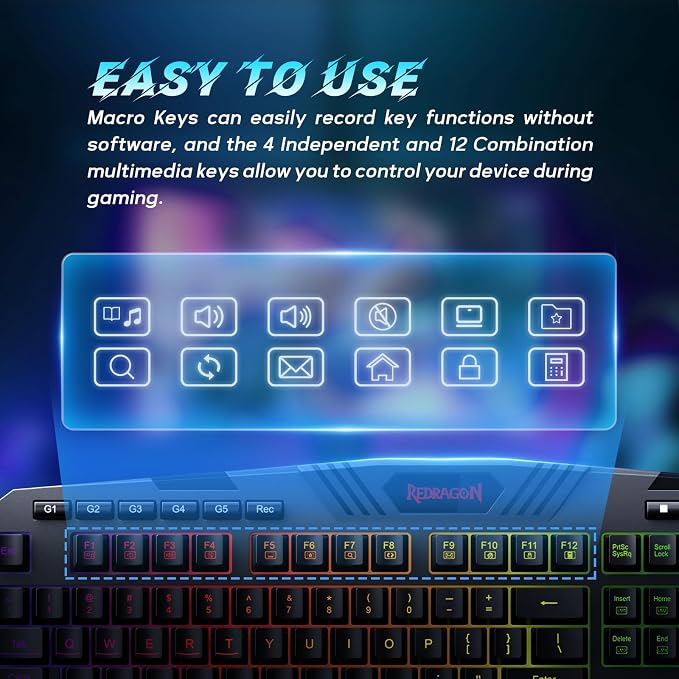Redragon S101-3 PRO Gaming Keyboard and Mouse, RGB Backlit Programmable Keyboard Mouse with Software, Independent Macro Record Keys, Value Combo Set, New Update Version - Image 7