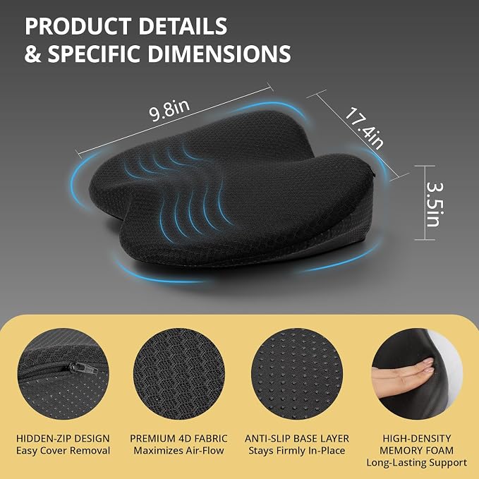 Car Seat Cushions for Driving | Car Seat Cushions,Relieve Sciatica & Back Pain, Improve Driving Posture, Ergonomic Truck Seat Cushion for Long Commute - Image 2