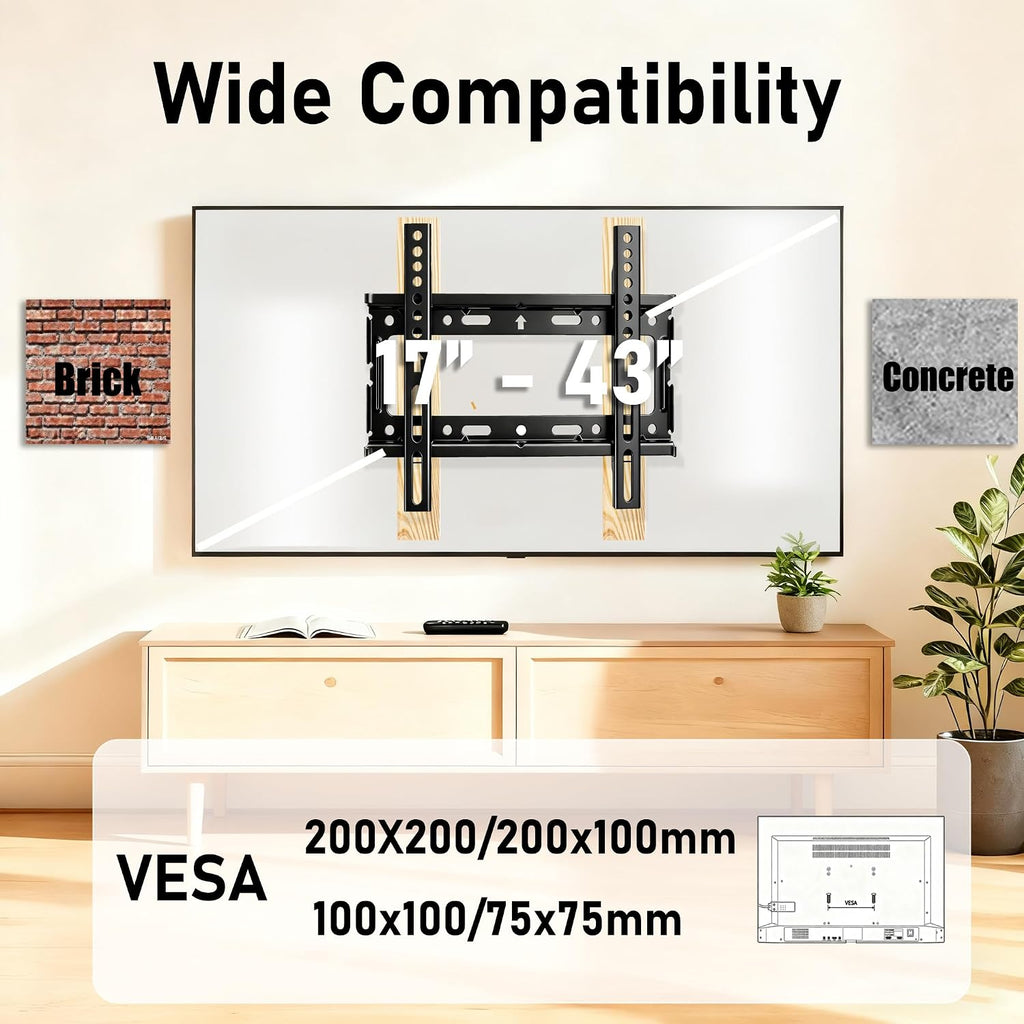 Fixed TV Wall Mount for 14-43” LED LCD OLED Flat Screen Plasma TVs - Image 6