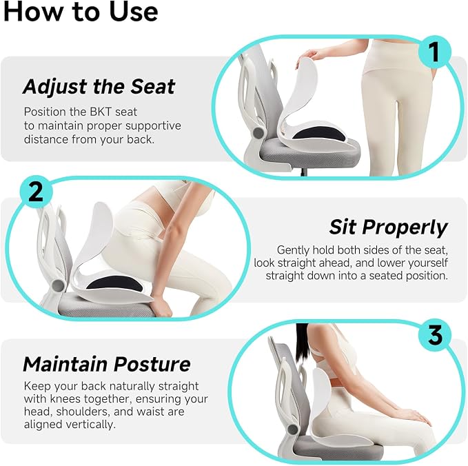 BKT Ergonomic Seat Cushion - Lumbar Support Pillow for Office Chair & Floor | Premium upgraded materials for long sitting. Comfort for students, nursing mothers, office workers and outdoor fishing trips - Image 8