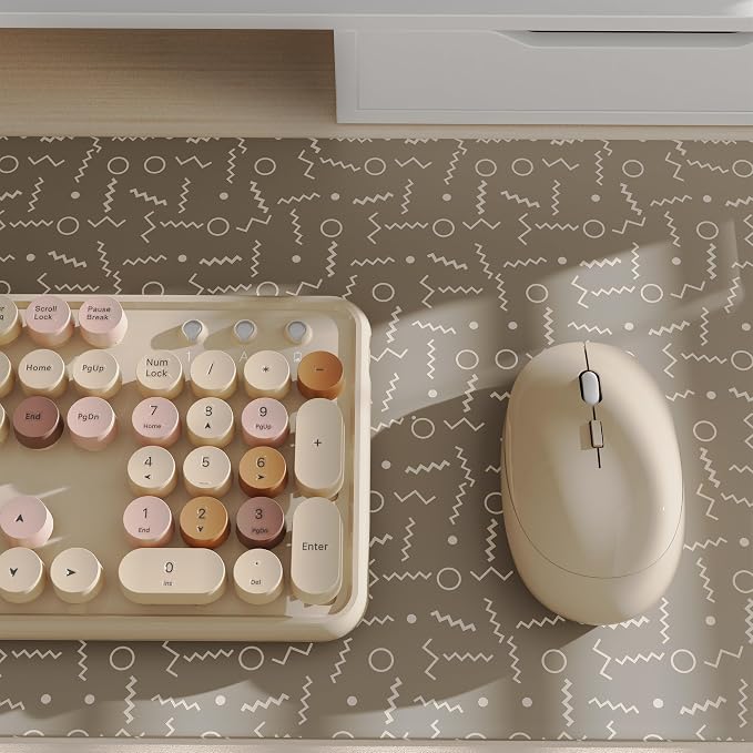 Colorful Wireless Keyboard and Mouse Combo Milk Tea Colorful | Full-Sized Office Keyboard with Typewriter Flexible Keys, 2.4GHz Dropout-Free Connection, Optical Mouse for PC Laptop - Image 4