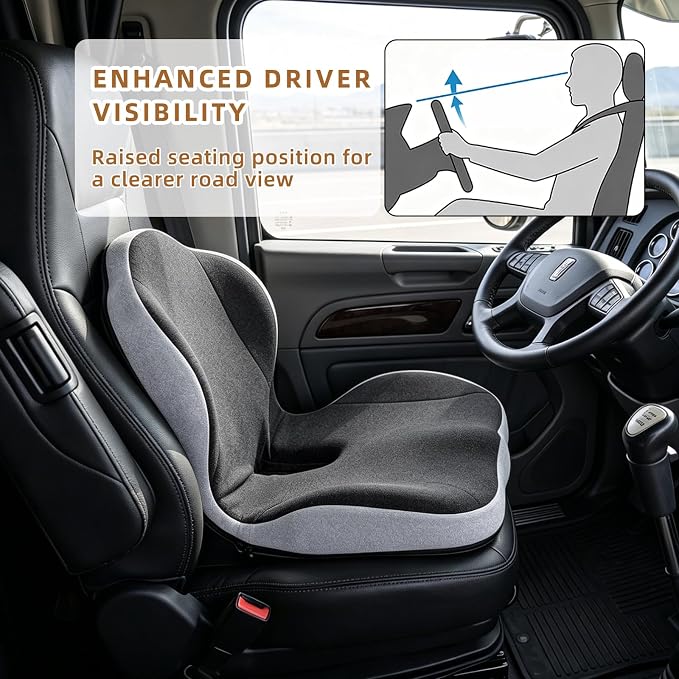 Dual-Layer Memory Foam Car Seat Cushions for Driving, with Lumbar Support | Ergonomic Truck Seat Cushion & Office Chair Cushion for Wheelchair, Gaming Chair & Sofa,Memory Foam Seat Cushion - Image 2