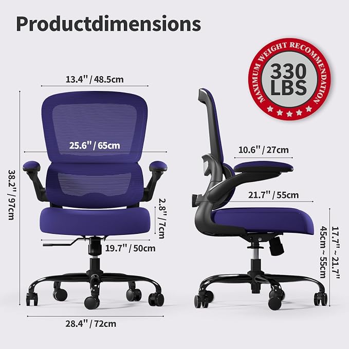 TRALT Office Chair - Ergonomic Desk Chair with Adjustable Lumbar Support, Mesh Computer Chair, Executive Chair for Home Office Comfortable Lumbar Support (1, Purple) - Image 2