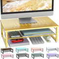 gianotter 2-Tier Metal Monitor Stand Riser | Desk Organizers and Accessories, Desk Organizer for Monitor, Office Desk Storage Organizer for Office Supplies (Gold) by gianotter