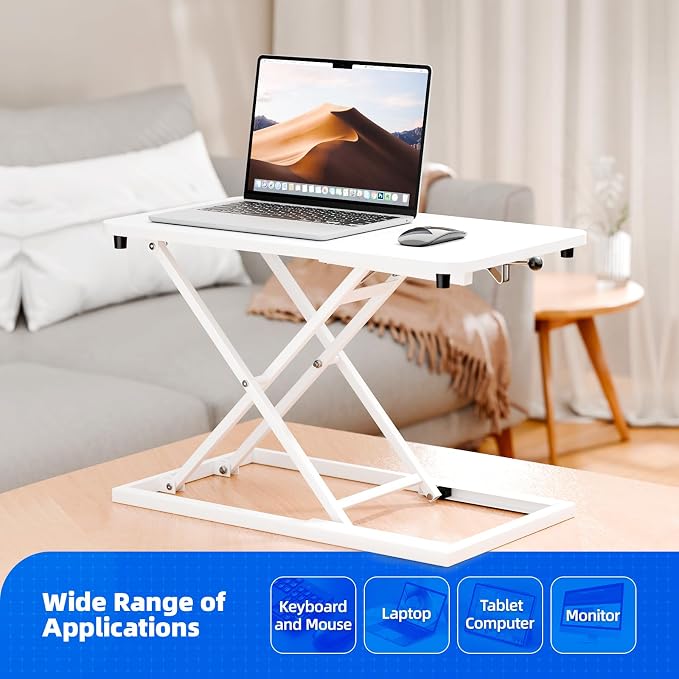 Standing Desk Converter Height Adjustable, Sit to Stand up Desk Riser Computer Workstation use in Laptop and Single Monitor Ergonomic Desktop Workstation for Home Office - White - Image 5