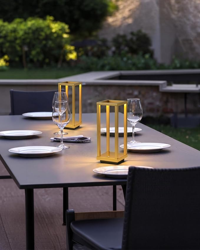 PUSU Cordless Waterproof Table Lamps Set of 2, Gold LED Outdoor Desk Lamp | Rechargeable 4000mAh Battery Operated, 2700K 3-Level Dimmable, Portable Lighting for Patio, Camping, Bedroom, Night Light - Image 11