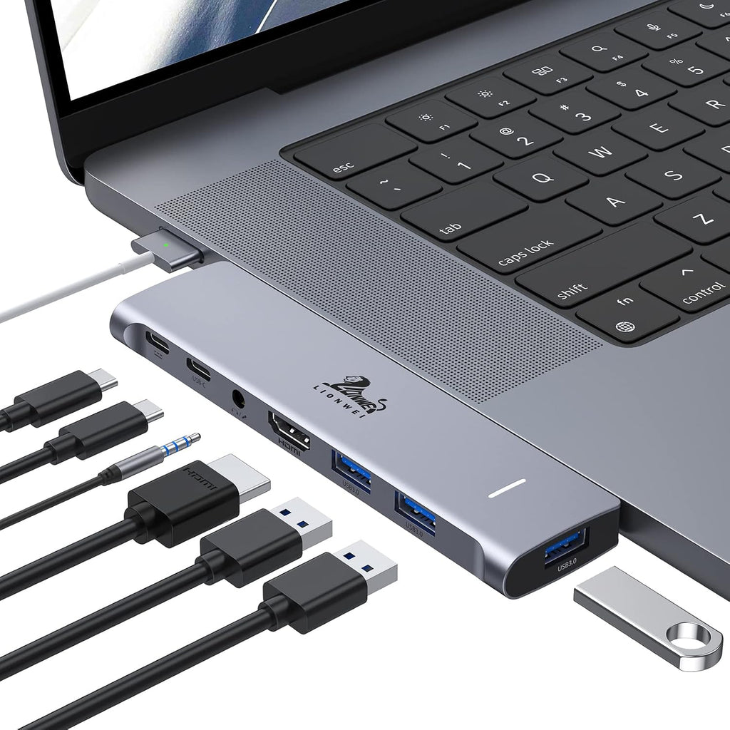 USB C Hub for MacBook Pro, Multiport Adapter MacBook Accessories by LIONWEI