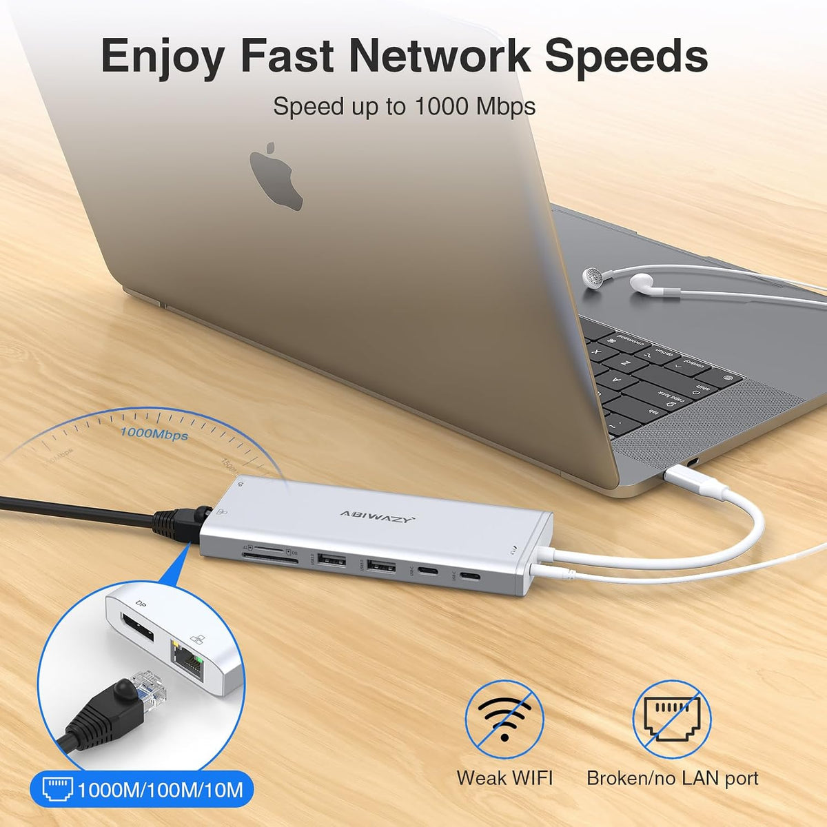 USB C Hub USB-C Docking Station Dual Monitor Triple Display Multi Adapter - Image 7