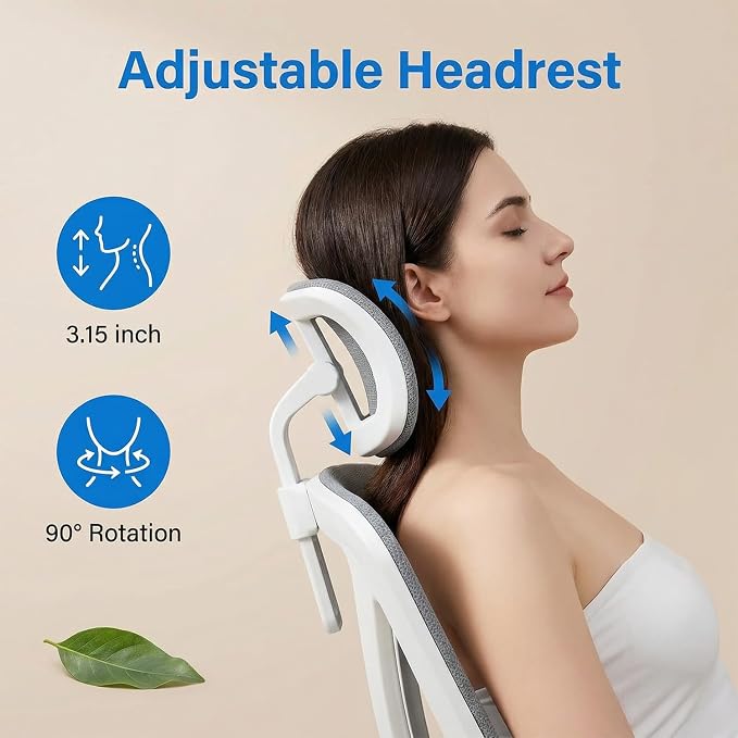 Ergonomic Office Chair with Dynamic Lumbar Support & Adjustable Headrest – High Back Desk Chair with 90° Flip-up Arms, Comfort Mesh Computer Chair for Home Office Long Hours Sitting，Gery - Image 5