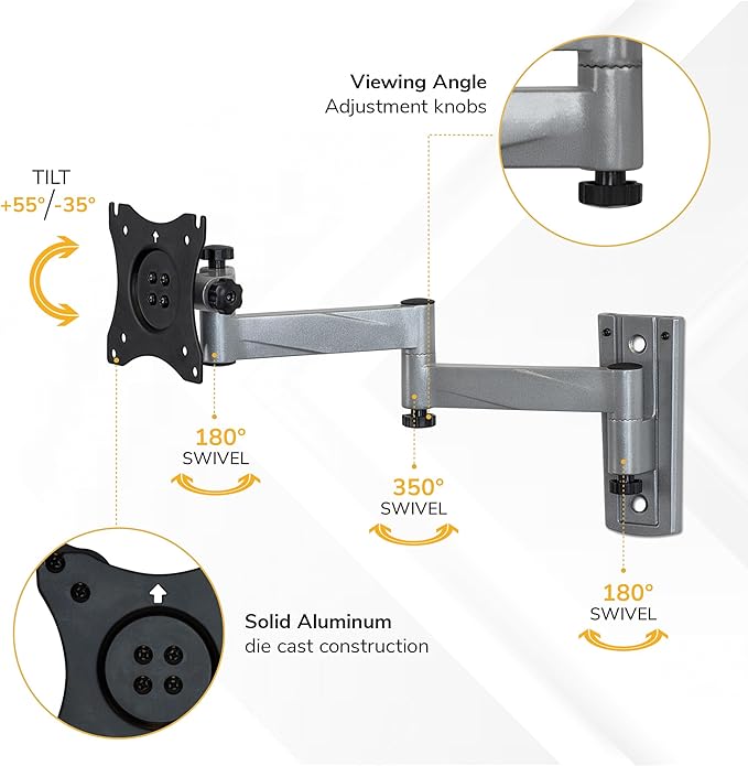 Mount-It! Lockable RV TV Mount for Camper, Trailer, Motorhome, Truck & Boat, Full Motion, Quick Release, Rust-Resistant Aluminum, Dual Wall Plates for Indoor & Outdoor, 19-43 TVs, 33 lbs, VESA 200x200 - Image 5