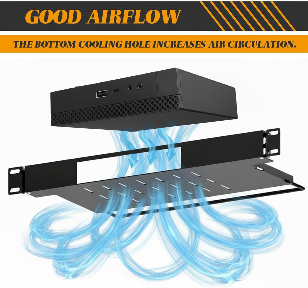 Blulu 2 Pack Mini Rack Mount Compatible with Dell Optiplex Micro Form Factor Case, 1U Hinged Server Rack Shelf for 19 inch Cabinet - Image 3