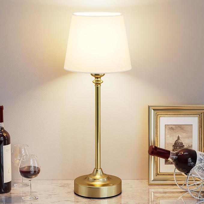 Kakanuo Gold Cordless Table Lamp with Rechargeable Battery, 1 Pack | Touch Stepless Dimming with Memory, 4000mAh Capacity, 3000K Warm Light, for Bedroom, Dining Table, Counter, Living Room - Image 9