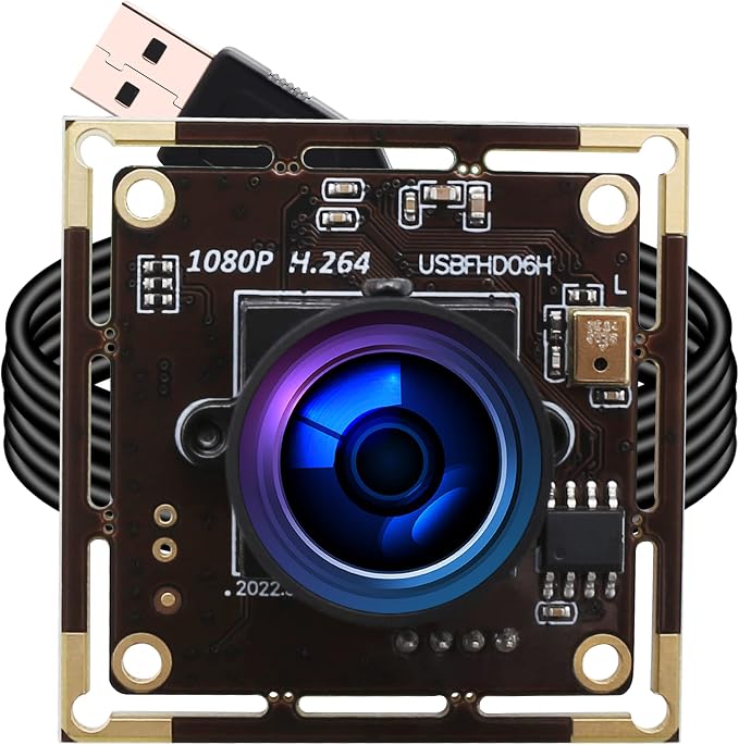 ELP Sony IMX323 Sensor Mini Wide Angle USB Camera Module with Microphone 170degree Fisheye Lens HD 1080P 0.01Lux Low Light Video Audio PC Camera UVC H.264 USB2.0 Embedded Webcam Board for Computer by ELP