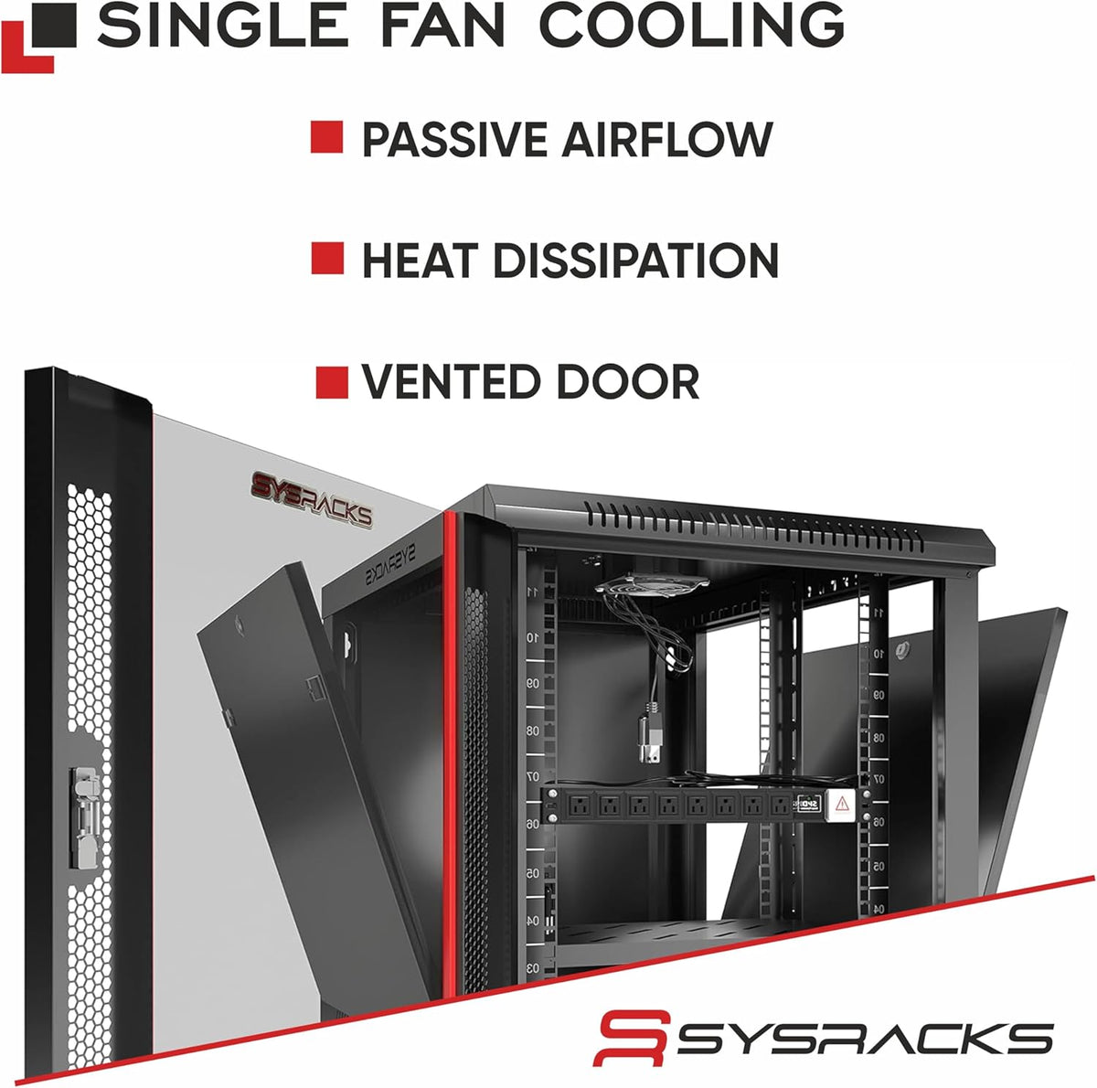 Sysracks 18U Wall Mount Server Rack Cabinet, 18-Inch Deep, Black - Image 2