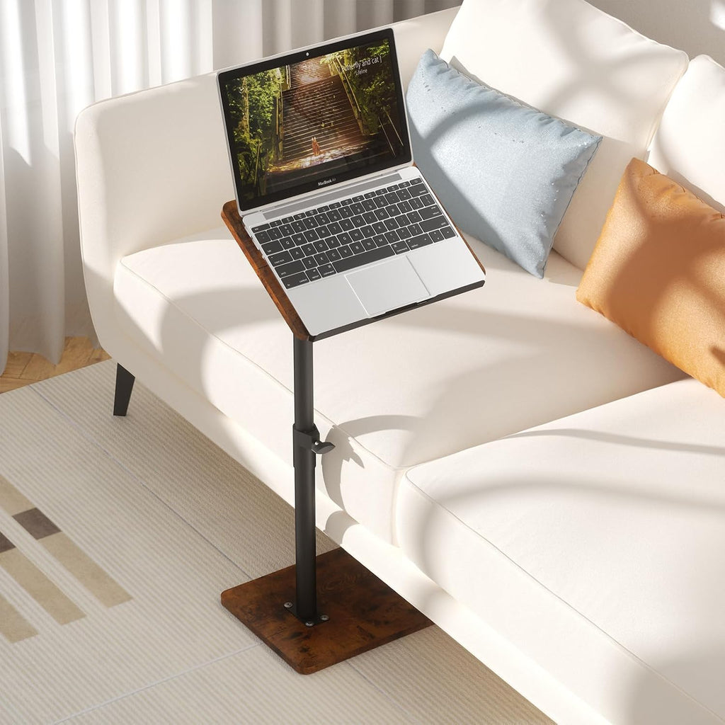 Sofa Armrest Tray Table for Couch - 360° Swivel Height Adjustable End for Small Spaces, Snack Side Table for Bed or Chair with Phone & Tablet Slot (Rich,Angle Adjustable) - Image 2