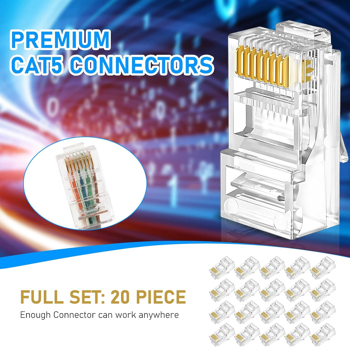 RJ45 Crimp Tool Kit for Cat5 Cat5e Cat6, Ethernet Crimpeing Tool Kit - Image 5