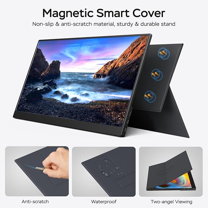 Yxk Portable Monitor 17.3 Inch 1080P 144Hz IPS HDR Ultra-Slim Travel Monitor with Dual Speakers USB-C HDMI Second Screen for Laptop PC Mac Phone Xbox PS4/5 Switch, VESA Kickstand with Cover Stand - Image 7