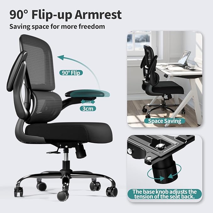 TRALT Office Chair - Ergonomic Desk Chair with Adjustable Lumbar Support, Mesh Computer Chair, Executive Chairs for Home Office Comfortable Lumbar Support Black Pack of 15 - Image 6