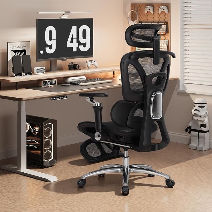 MALOL Ergonomic Office Chair, 400lbs High Back Mesh Desk Chair with 6D Armrests, 3D Headrest, Adjustable Lumbar Support, Seat Depth Adjustment, Tilt Lock, Metal Base & PU Wheels, Black - Image 2