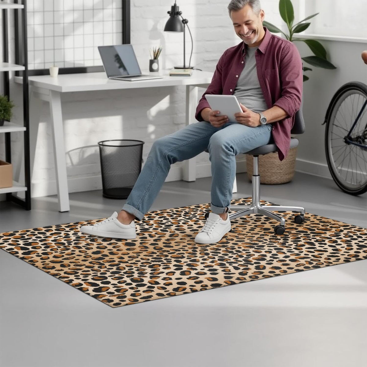 Office Chair Mat for Carpet Hardwood Tile Floor,36"x48" Computer Chair Mat for Rolling Chairs Carpet, Under Desk Non Slip Gaming Rug, Low-Pile Rubber Backing Large Protector Mat,Leopard Cheetah - Image 2