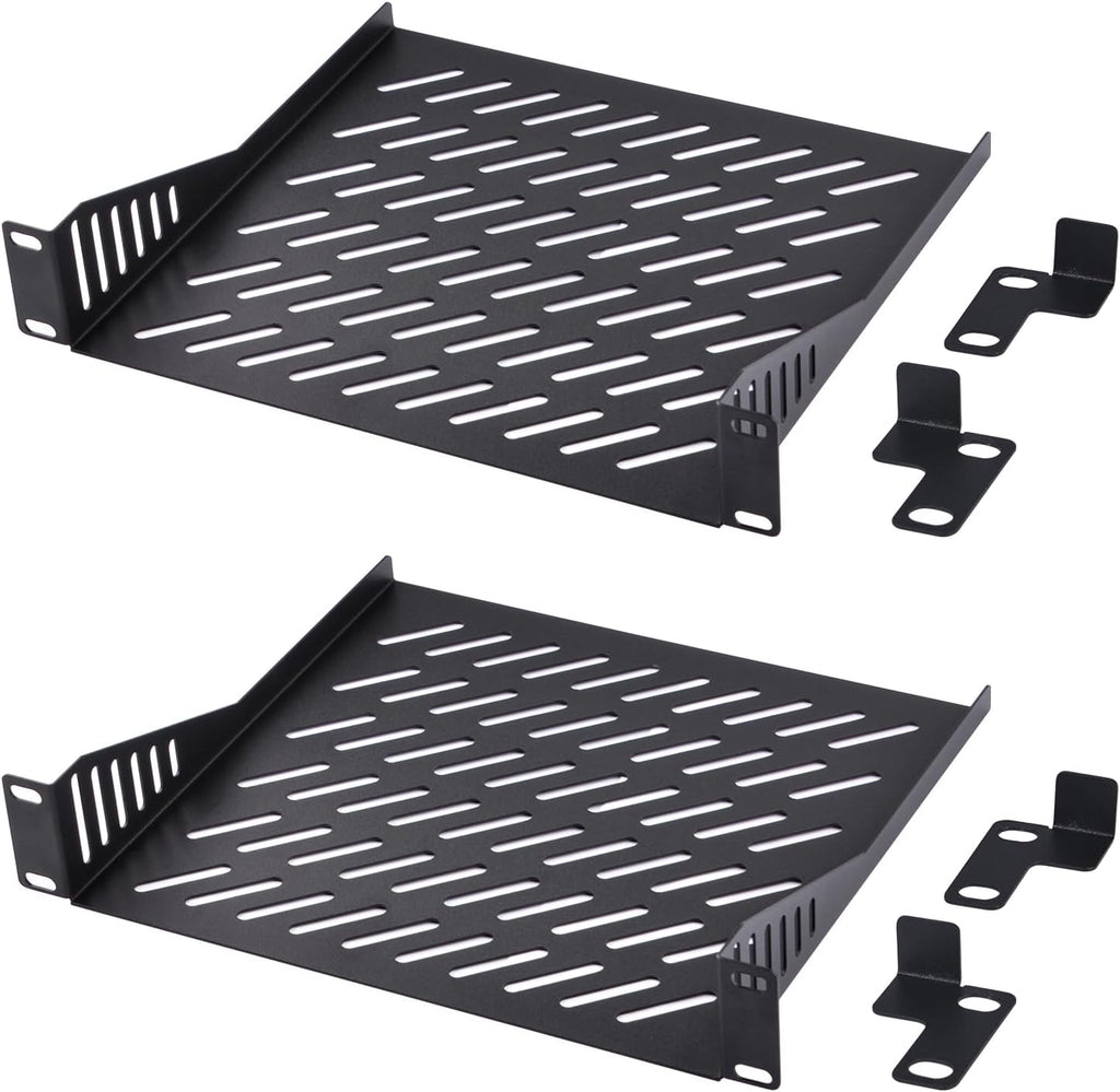 GeeekPi 2PCS 1U Rack Mount Shelf for 10 inch Server Rack, 7.87" Depth Vented Cantilever Tray for Network Rack and DeskPi RackMate T1/T0 Server Cabinet by GeeekPi