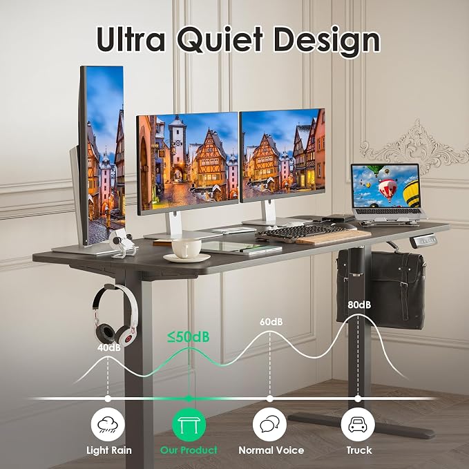 Electric Standing Desk Adjustable Height Sit Stand Home Office Desk with Splice Board - Image 6