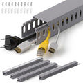 1.4"H x 1.6"W Cable Raceway, 66in Under Desk Wire Management Channel, Grey | Slotted Wire Duct, 4Pack, 16.5in Each, Heavy-Duty PVC Cable Management for Server Racks, Network Cables & Electrical Cabinets by ZhiYo