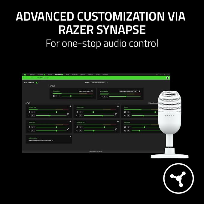 Razer Seiren V3 Mini USB Microphone, Supercardioid Condenser Mic, White | Tap-to-Mute Sensor with LED Indicator, Shock Absorber, Ultra Compact, Works with OBS, Discord, Zoom, Teams - Image 7