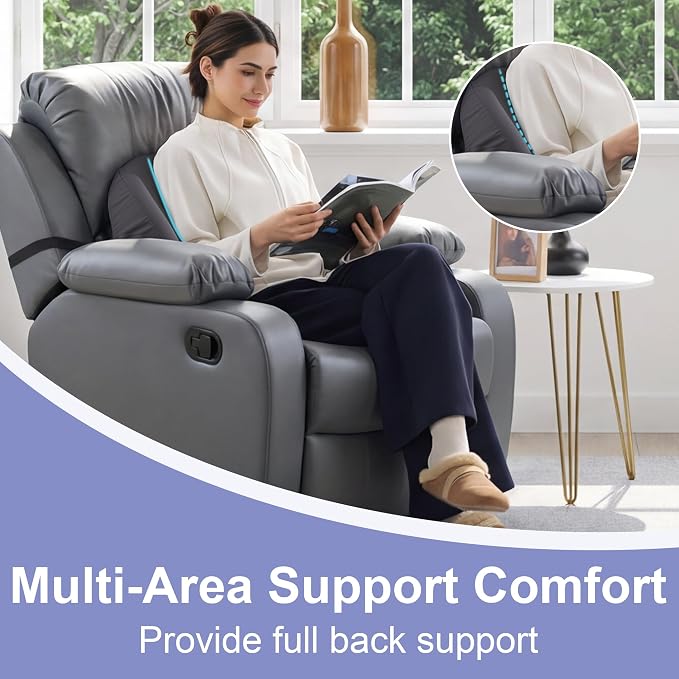 HOMBYS Ergonomic Lumbar Support Pillow for Recliner, Memory Foam Back Support for Recliner Chairs with Silky Cooling Cover, Washable & Orthopedic Design for Lower Back Pain Relief (Grey) - Image 4