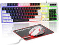 BlueFinger RGB Gaming Keyboard and Backlit Mouse Combo, USB Wired, LED Gaming Set for Laptop PC Computer Game and Work (White & Black) by BlueFinger