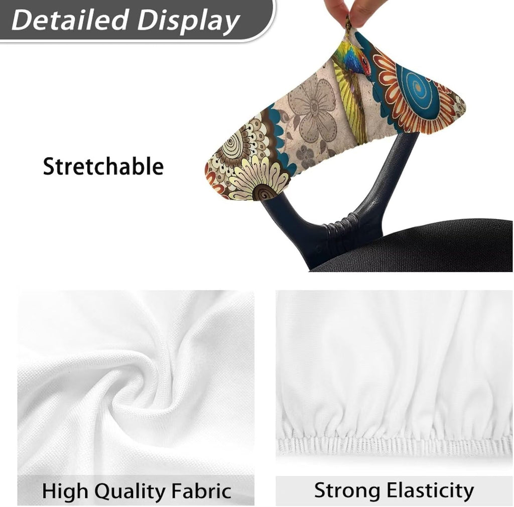 2 Pack Office Chair Armrest Covers, Hummingbird Print Desk Chair Armrest Covers Boho Mandala Flower Print Game Chair Armrest Covers, Non Slip Stretchy Game Chair Arm Covers, Brown - Image 5