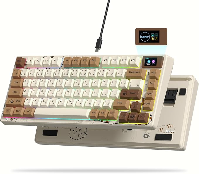 Womier SK80 Retro 75% Keyboard with Color Multimedia Display Gaming Keyboard by Womier