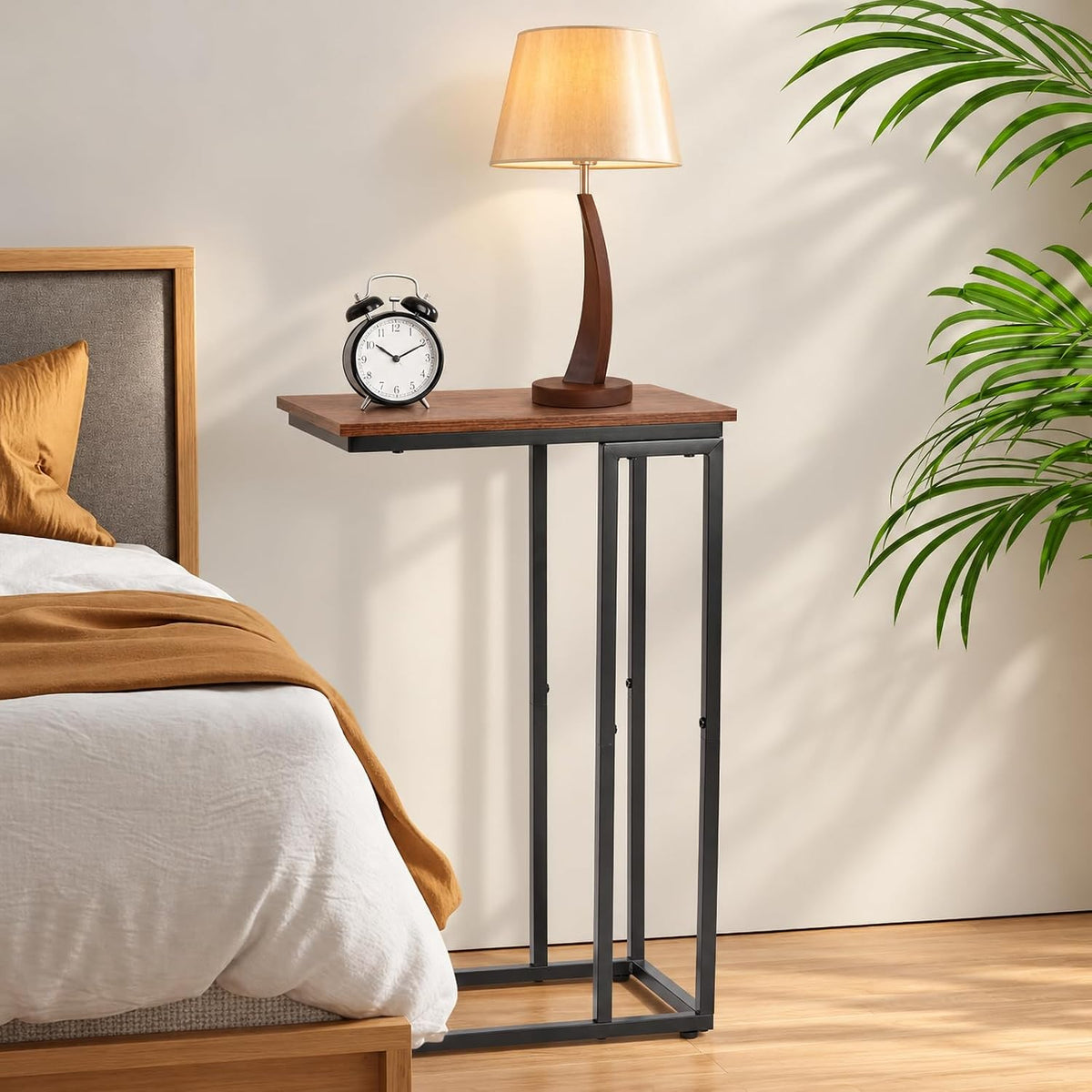 C-Shaped End Table - Slim Slide-Under Couch TV Tray Side Table - Image 2