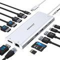 USB C Hub USB-C Docking Station Dual Monitor Triple Display Multi Adapter by ABIWAZY