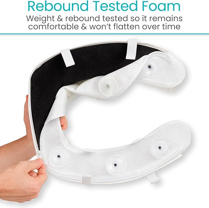 Vive Toilet Seat Cushion - Padded Soft Cushioned Foam - Fits All Toilets | Easy Clean Bathroom Attachment - Elongated, Standard Seats - Comfort & Support Donut for Handicap Adults - Image 4